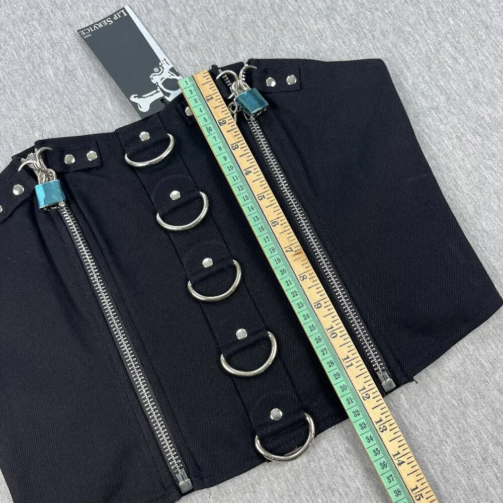 Lip Service Corset Top Womens XL Black Zipper D-Ring Bondage Fetish Bustier NEW - Picture 9 of 10